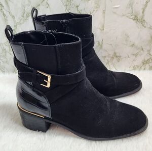 Liz Claiborne Black Patent/Sueded Boots